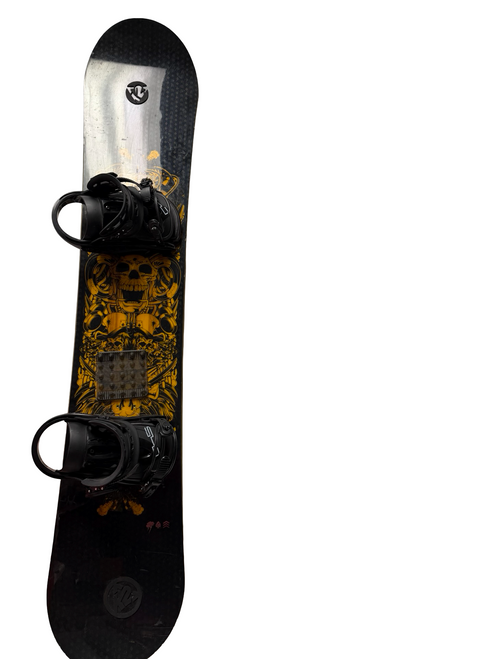 Vist Large View of Product Image Which is Used Ride FLEETWOOD 165cm Black And Yellow Snowboard w/ 540 Bindings