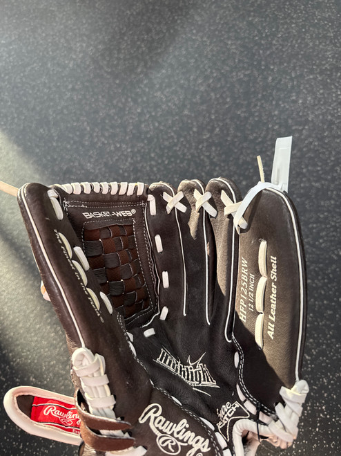 Vist Large View of Product Image Which is Used Rawlings HFP125BRW BB/SB Glove RH Throw Brown 12 1/2"
