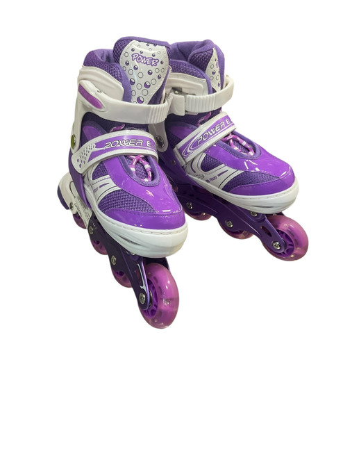 Vist Large View of Product Image Which is Used POWER E-MOW Junior Aggressive Skates Purple Adjustable