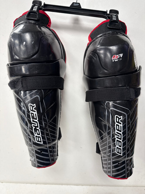 Vist Large View of Product Image Which is Used Bauer JT19 Junior Shin Guards Black 10"