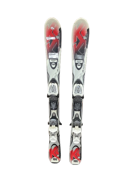 Vist Large View of Product Image Which is Used K2 AMP Boys DH Ski/Binding White/Black/Red 100 cm