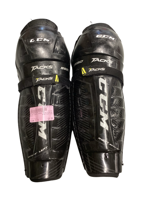 Vist Large View of Product Image Which is Used CCM TACKS 9550 Junior Shin Guards Black 12"