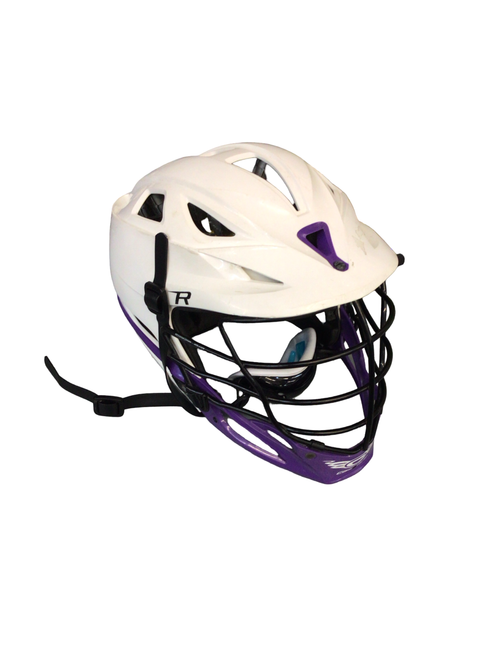 Vist Large View of Product Image Which is Used Cascade R Lacrosse Helmet White And Purple One Size
