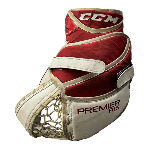 Vist Large View of Product Image Which is Used CCM PREMIER R1.5 Youth Goalie Catcher White
