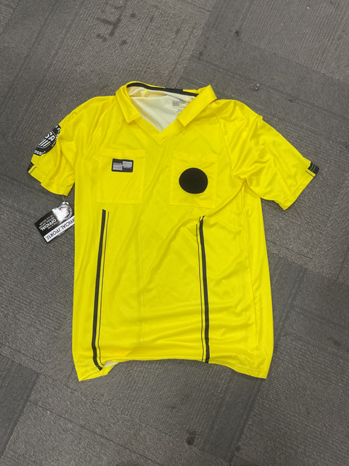 Vist Large View of Product Image Which is Used Official Sports REFEREE JERSEY Soccer Top Adt Yellow MD