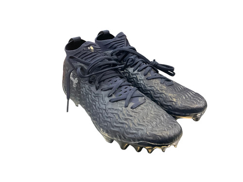 Vist Large View of Product Image Which is Used Under Armour Adult FB Cleats Navy Blue Senior 10