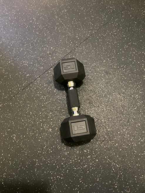 Vist Large View of Product Image Which is Used Hex Dumbbell (Each) 15 lb