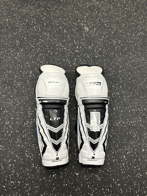 Vist Large View of Product Image Which is Used CCM LTP Junior Shin Guards White 10"
