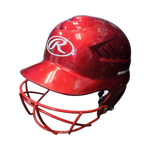 Vist Large View of Product Image Which is Used Rawlings BATTING HELMET W/MASK Batting Helmet w/Mask Red One Size