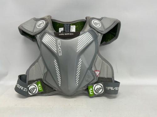 Vist Large View of Product Image Which is Used Maverik EKG Lacrosse Shoulder Pads Grey SM