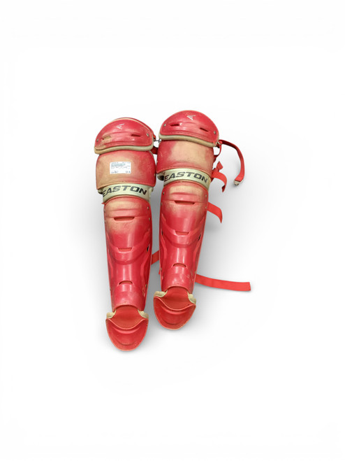 Vist Large View of Product Image Which is Used Easton ADULT LEG GAURD Catchers Leg Guards Red Adult