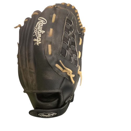 Vist Large View of Product Image Which is Used Rawlings RSB BB/SB Glove RH Throw Black 13"