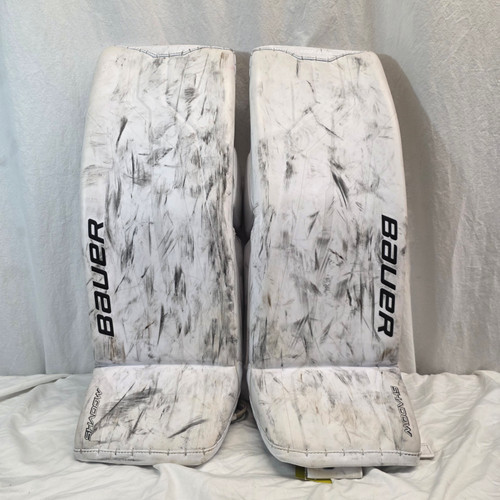 Vist Large View of Product Image Which is Used Bauer SUPREME SHADOW Goalie Leg Pads Senior White 33"