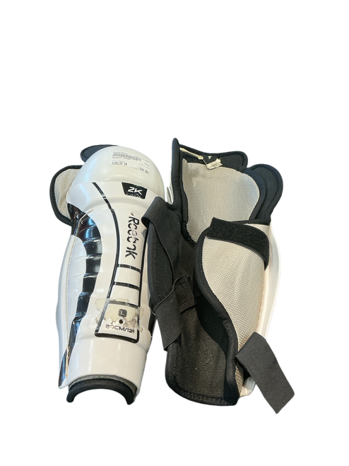 Vist Large View of Product Image Which is Used Reebok HYPER Junior Shin Guards White 12"