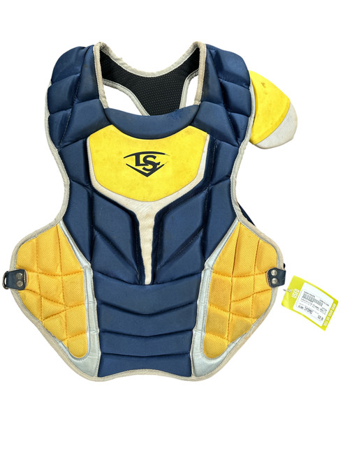 Vist Large View of Product Image Which is Used Louisville Slugger ADULT CHEST PROTECTOR Catchers Chest Protector Navy Blue And Yellow Intermed