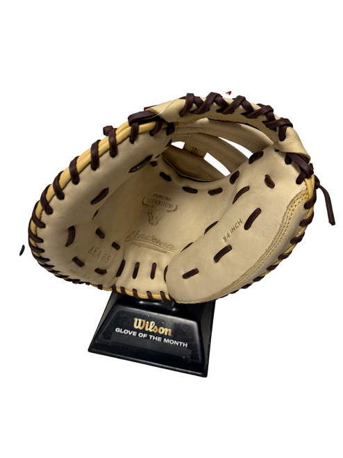 Vist Large View of Product Image Which is New Akadema AEA 65 Fastpitch Softball Catchers Mitt LH Throw Brown 34"