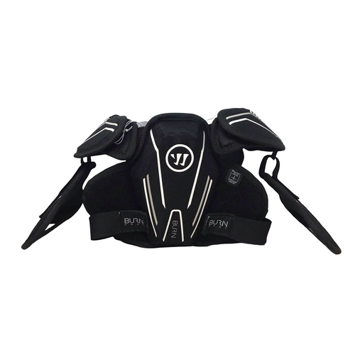 Vist Large View of Product Image Which is Used Warrior BURN NEXT Lacrosse Shoulder Pads Black LG