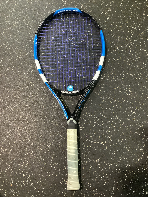 Vist Large View of Product Image Which is Used Babolat DRIVEV MAX 110 Adult Tennis Racquet Royal Blue 4 3/8"