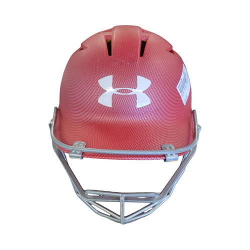 Vist Large View of Product Image Which is Used Under Armour BATTING HELMET 5 7/8-6 3/4 Batting Helmet w/Mask Red One Size
