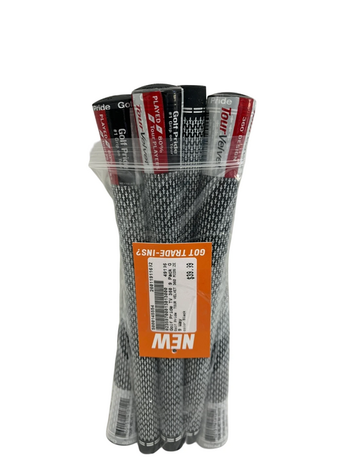 Vist Large View of Product Image Which is New Golf Pride Tour Velvet 360 Midsize 9 Pack Golf Grips Black/White