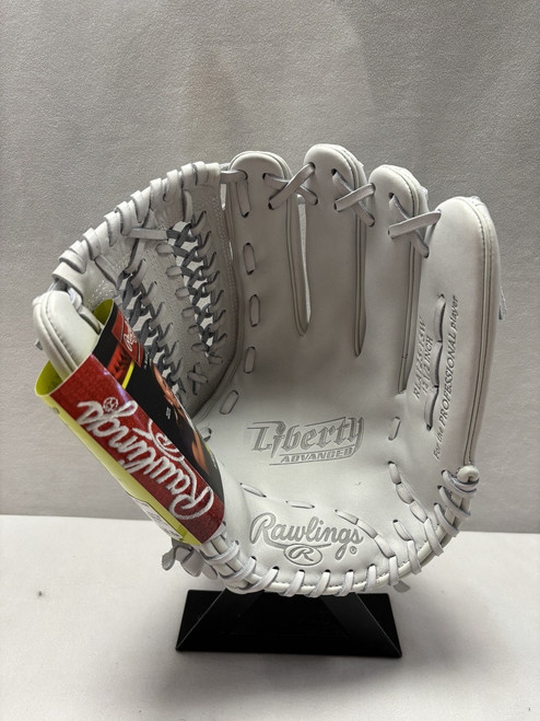 Vist Large View of Product Image Which is New Rawlings LIBERTY ADVANCED RLA125-15W RH Throw Fastpitch Gloves White 12 1/2"