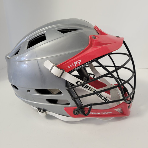 Vist Large View of Product Image Which is Used Cascade CPV-R Lacrosse Helmet Grey And Red S/M