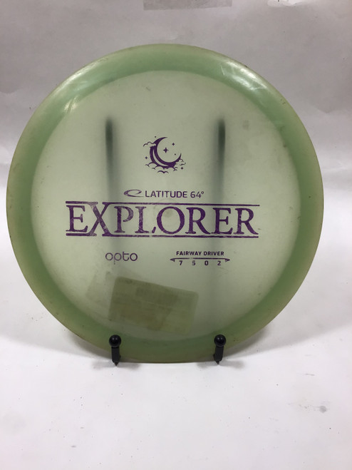 Vist Large View of Product Image Which is Used Latitude 64 OPTO EXPLORER Disc Golf Driver Green 175g