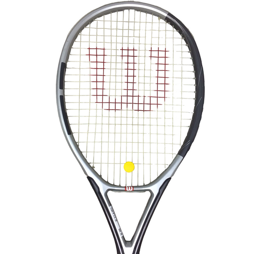 Vist Large View of Product Image Which is Used Wilson TRIAD 3 Adult Tennis Racquet Grey 4 1/2"