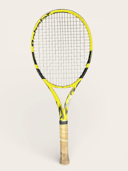 Vist Large View of Product Image Which is Used Babolat AERO PURE Adult Tennis Racquet Yellow 4 1/2"