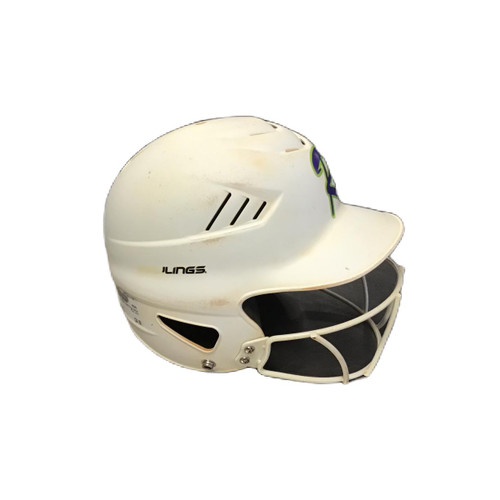Vist Large View of Product Image Which is Used Rawlings RCFH Batting Helmet w/Mask White One Size