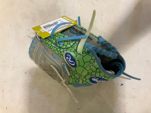 Vist Large View of Product Image Which is Used Rawlings PL9G-DINO BB/SB Glove RH Throw Green 9"