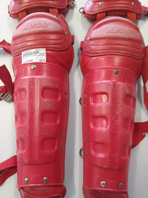Vist Large View of Product Image Which is Used All-Star Catchers Leg Guards Red Intermed