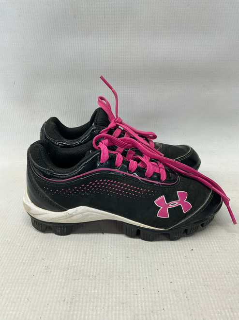 Vist Large View of Product Image Which is Used Under Armour BB/SB CLEATS BB/SB Cleats Black And Pink Youth 12.0