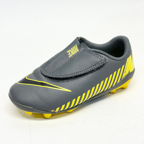Vist Large View of Product Image Which is Used Nike MERCURIAL VAPOR 12 Soccer Cleats Yellow And Grey Youth 10.5
