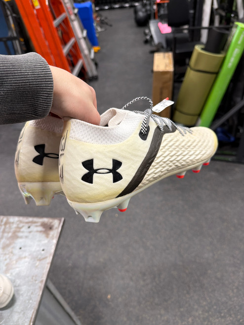 Vist Large View of Product Image Which is Used Under Armour Adult FB Cleats White Senior 14
