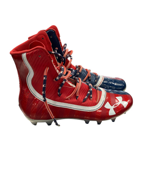 Vist Large View of Product Image Which is Used Under Armour Adult FB Cleats Red Senior 10.5