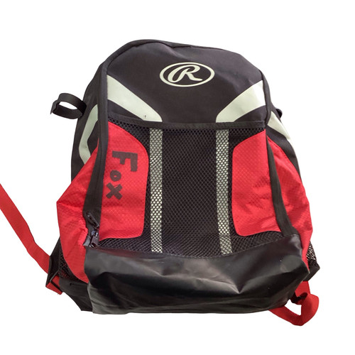 Vist Large View of Product Image Which is Used Rawlings BACKPACK BB/SB Player Backpack Black And Red