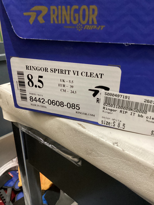 Vist Large View of Product Image Which is Used Ringor RIP IT BB/SB Cleats White Senior 8.5