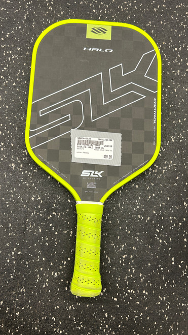 Vist Large View of Product Image Which is Used Selkirk HALO 16MM XL Pickleball Racquet Yellow