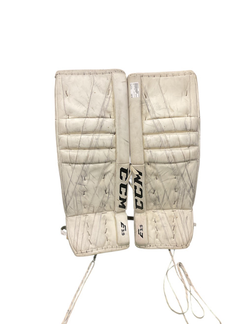 Vist Large View of Product Image Which is Used CCM E3.9 30+1 Goalie Leg Pads Inter White 30"