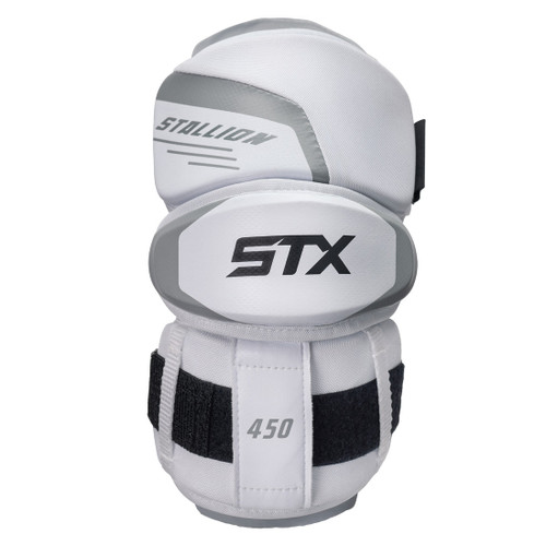 Vist Large View of Product Image Which is New STX STALLION 450 ARM PAD Lacrosse Arm Pads/Guards White LG