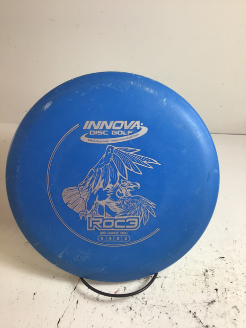Vist Large View of Product Image Which is Used Innova DX ROC3 Disc Golf Mid Range Royal Blue 174g
