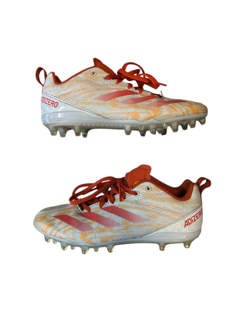 Vist Large View of Product Image Which is Used Adidas ADIZERO Jr FB Cleats Orange And White Junior 05.5