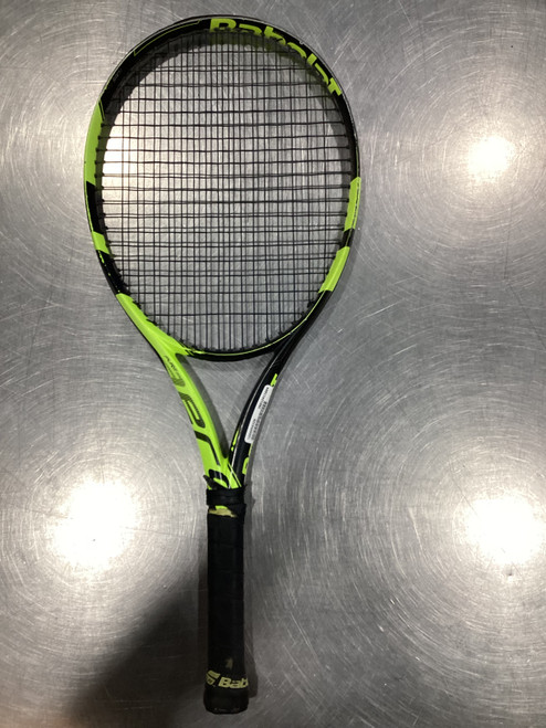 Vist Large View of Product Image Which is Used Babolat PURE AERO Adult Tennis Racquet Neon Green 4 1/8"