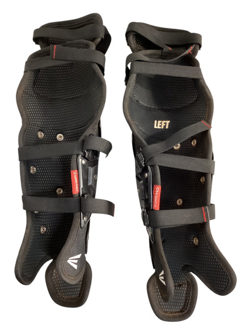 Vist Large View of Product Image Which is Used Easton QUICK FIT Catchers Leg Guards Black Youth