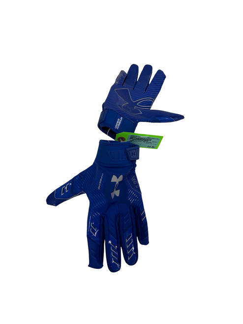 Vist Large View of Product Image Which is Used Under Armour F9 NITRO Adult Football Gloves Royal Blue MD