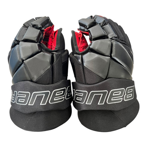 Vist Large View of Product Image Which is Used Bauer VAPOR 3X Senior Gloves Black And Red 15"
