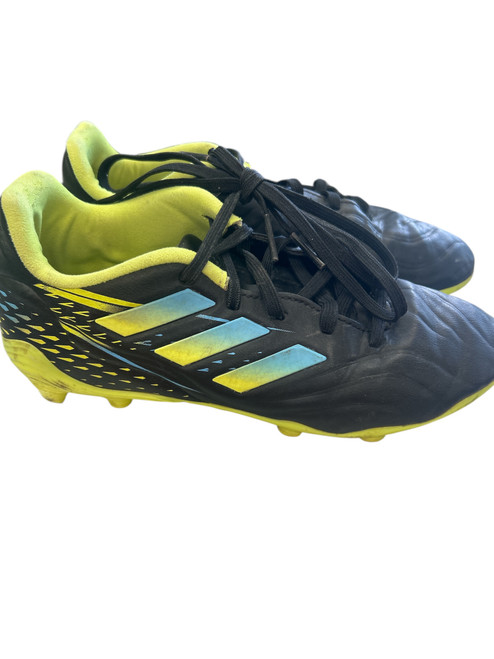 Vist Large View of Product Image Which is Used Adidas Soccer Cleats Black And Neon Green Junior 03.5
