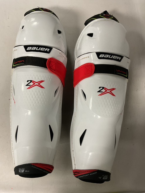 Vist Large View of Product Image Which is Used Bauer VAPOR 2X Senior Shin Guards White 15"