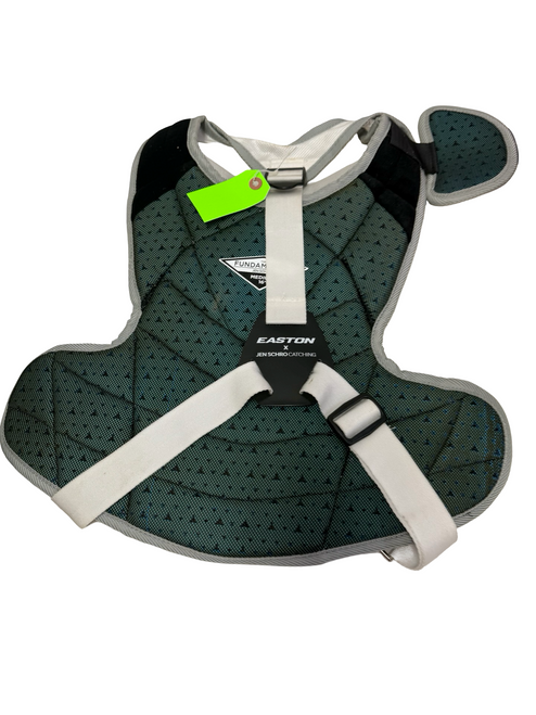 Vist Large View of Product Image Which is Used Easton X JEN SCHRO THE FUNDAMENTAL 16" Medium Fastpitch Softball Catchers Chest Protector White